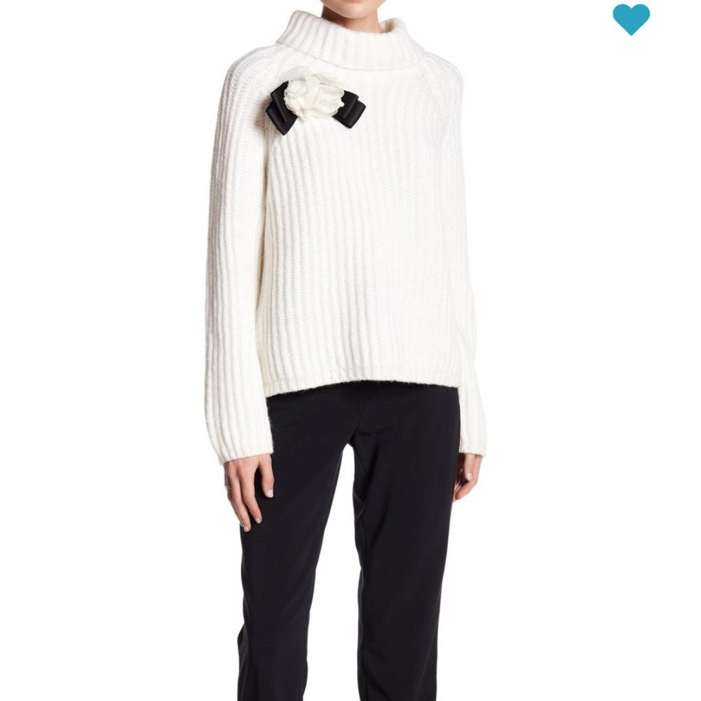 kate spade White Rosette Bow Alpaca Sweater xs nwot